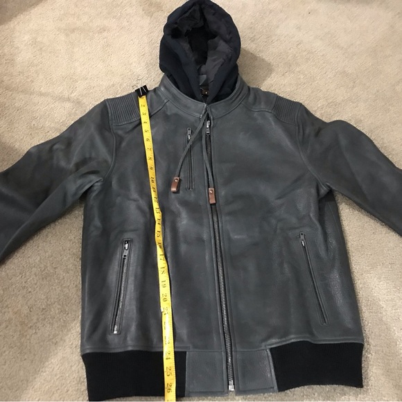 NWT FRYE DETACHABLE HOOD LEATHER JACKET - Picture 2 of 9